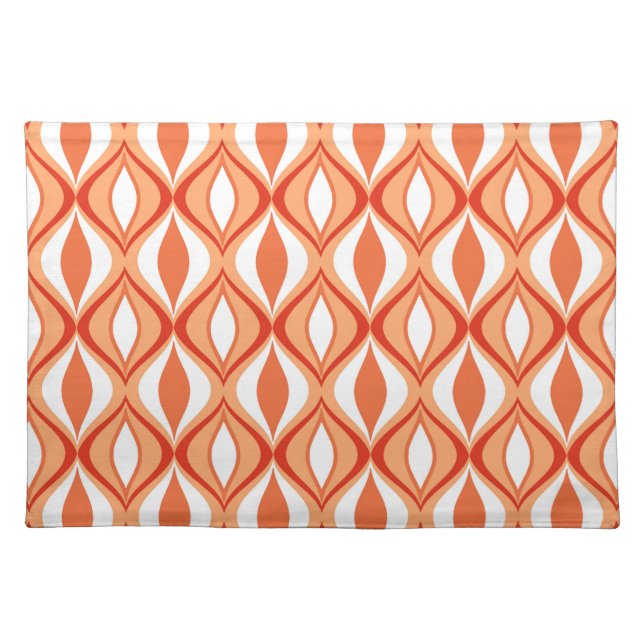 Mid-Century Modern Diamonds, Orange and White Cloth Placemat (Front)