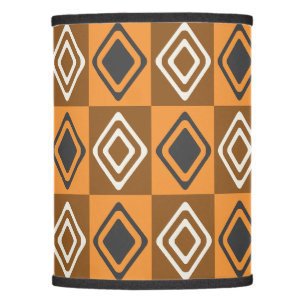 Mid Century Modern Diamonds Orange Brown Lamp Shade