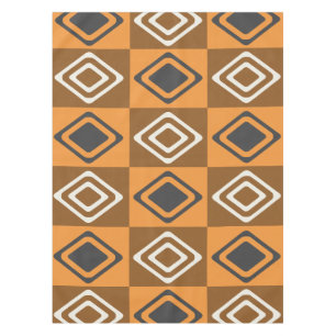 Mid Century Modern Diamonds Orange Brown Tablecloth