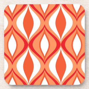 Mid-Century Modern Diamonds, Orange & White Beverage Coaster