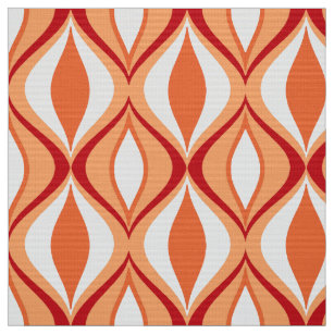 Orange And White Fabric Zazzle Mid Century Modern Diamonds Orange White Fabric