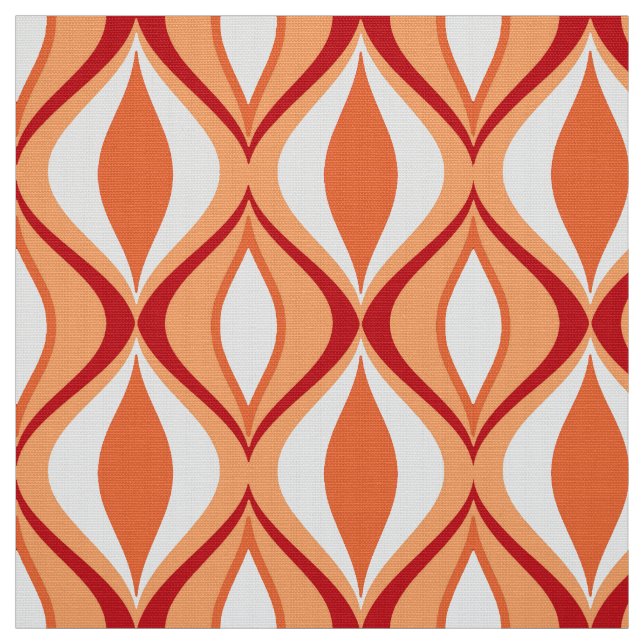 Mid-Century Modern Diamonds, Orange & White Fabric (Swatch)