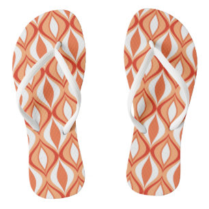 Mid-Century Modern Diamonds, Orange & White Flip Flops