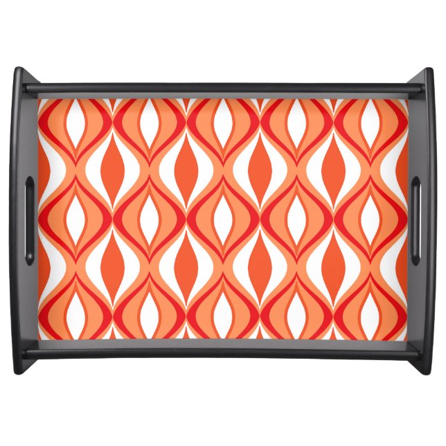 Mid-Century Modern Diamonds, Orange & White Serving Tray (Front)