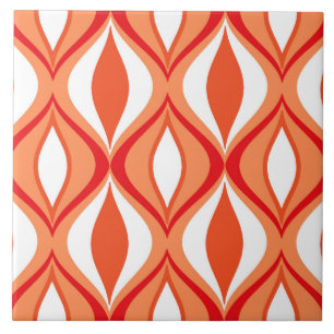 Mid-Century Modern Diamonds, Orange & White Tile