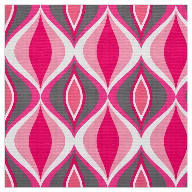Mid-Century Modern Diamonds, Pink, Fuchsia & Gray Fabric (Swatch)