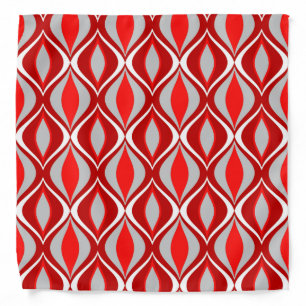 Mid-Century Modern Diamonds, Red & Gray / Grey Bandana