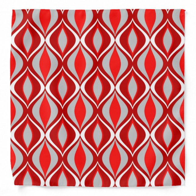 Mid-Century Modern Diamonds, Red & Gray / Grey Bandana (Front)
