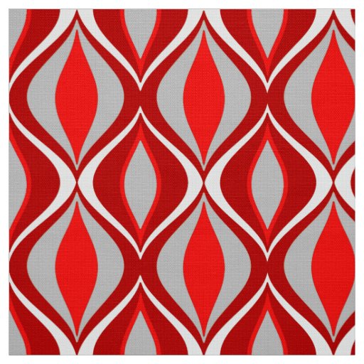 Mid-Century Modern Diamonds, Red & Gray / Grey Fabric