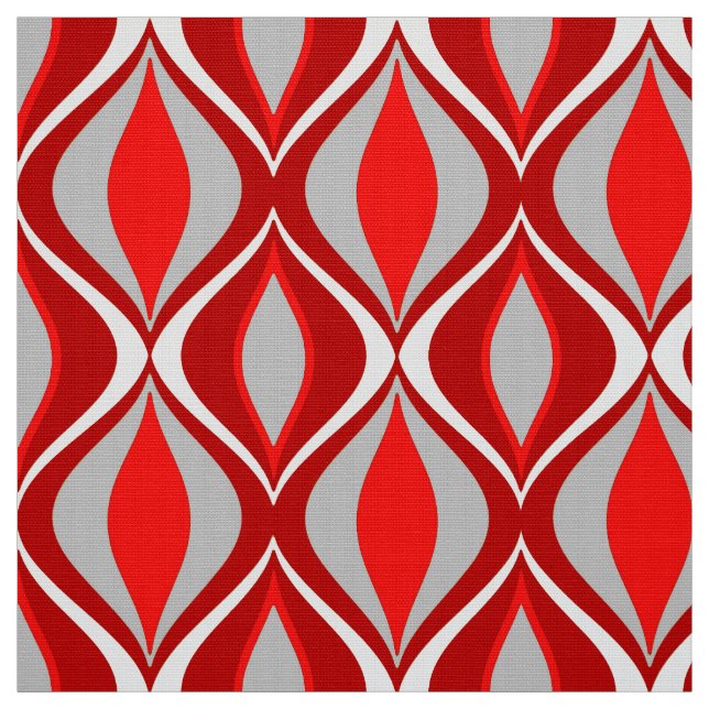 Mid-Century Modern Diamonds, Red & Gray / Grey Fabric (Swatch)