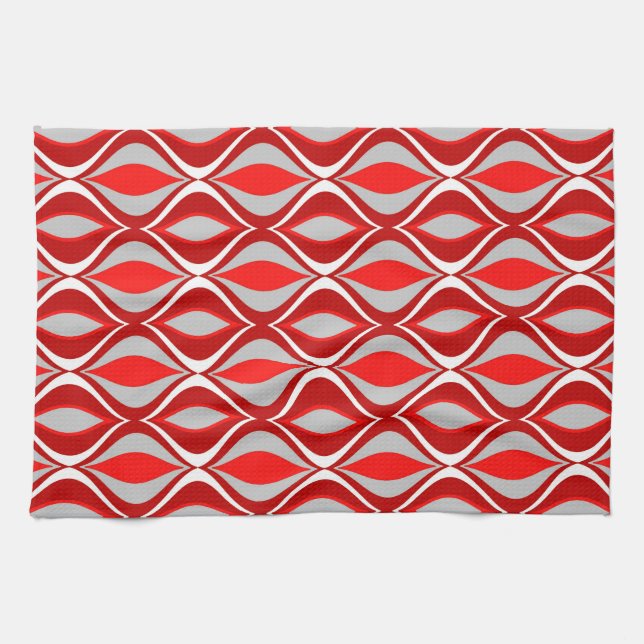 Mid-Century Modern Diamonds, Red & Gray / Grey Towel (Horizontal)