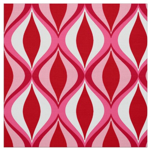 Mid_Century Modern Diamonds Red Pink and White Fabric