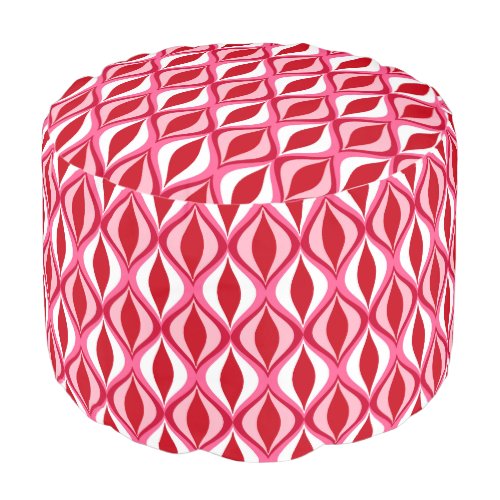 Mid_Century Modern Diamonds Red Pink and White Pouf