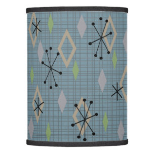 Mid Century Modern Diamonds Slate Gray Blue Lamp Shade