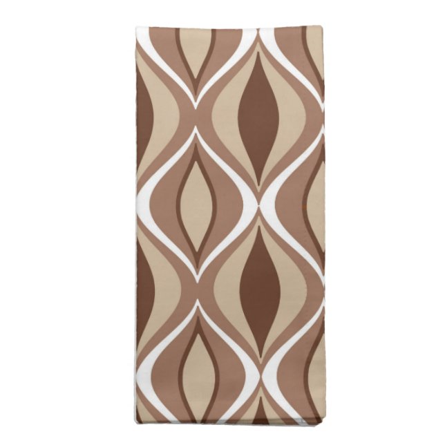 Mid-Century Modern Diamonds, Taupe and Brown  Cloth Napkin (Folded)