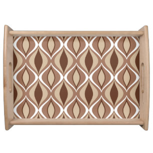 Mid-Century Modern Diamonds, Taupe and Brown Serving Tray