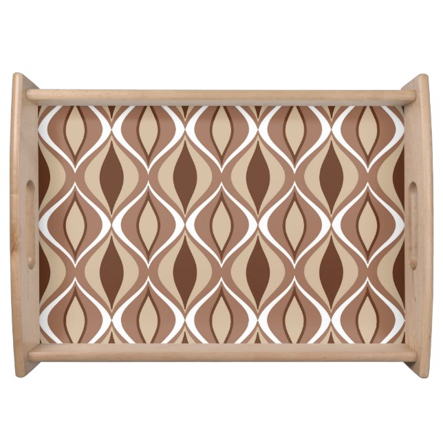 Mid-Century Modern Diamonds, Taupe and Brown Serving Tray (Front)