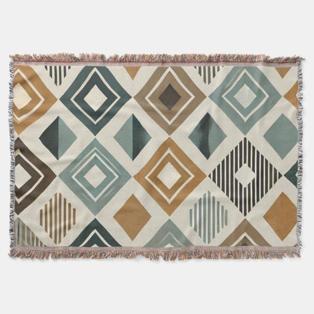 Mid-Century Modern Diamonds Throw Blanket (Front)