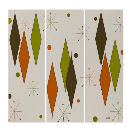 Mid-Century Modern Diamonds Triptych