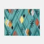Mid Century Modern Diamonds Turquoise Doormat