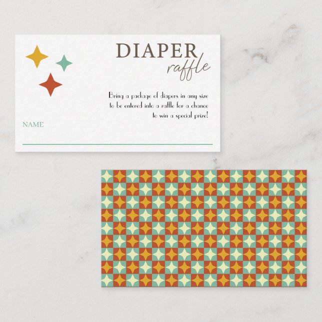 Mid Century Modern Diaper Raffle Card – Retro Baby (Front/Back)