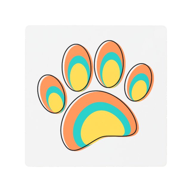Mid Century Modern Dog Paw Print (Front)