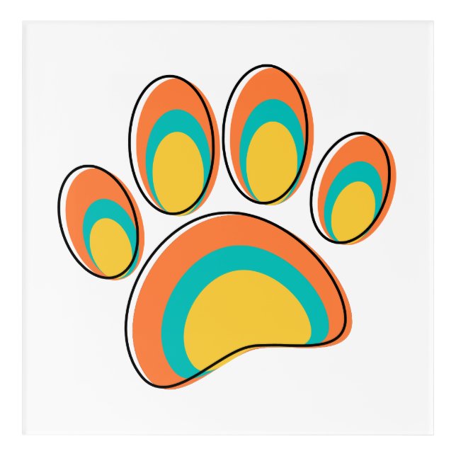 Mid Century Modern Dog Paw Print Acrylic Print (Front)