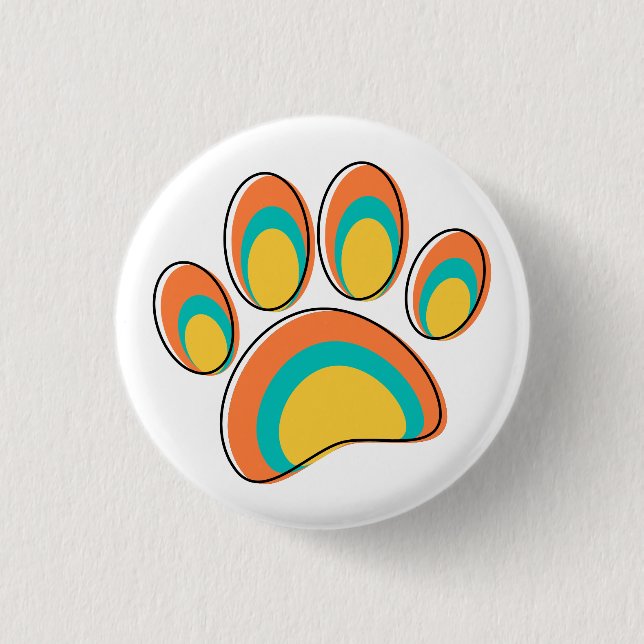 Mid Century Modern Dog Paw Print Button (Front)