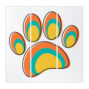 Mid Century Modern Dog Paw Print Triptych