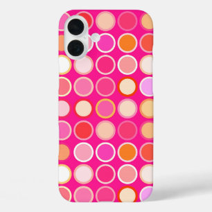 Mid-Century Modern Dots - deep pink & multi iPhone 16 Plus Case