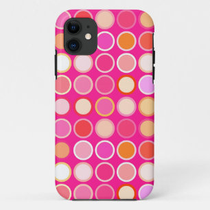 Mid-Century Modern Dots - deep pink & multi iPhone 11 Case