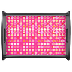 Mid-Century Modern Dots - deep pink & multi Serving Tray