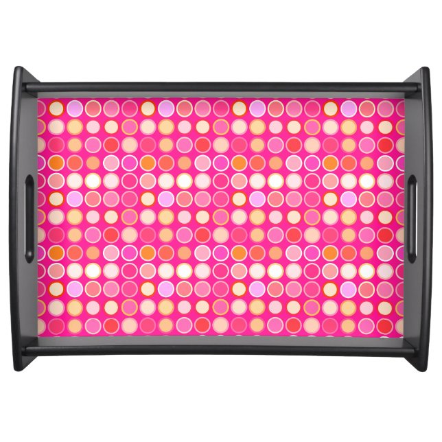Mid-Century Modern Dots - deep pink & multi Serving Tray (Front)