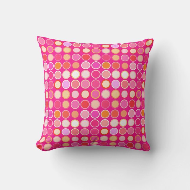 Mid-Century Modern Dots - deep pink & multi Throw Pillow (Front)