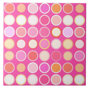 Mid-Century Modern Dots - deep pink & multi Tile