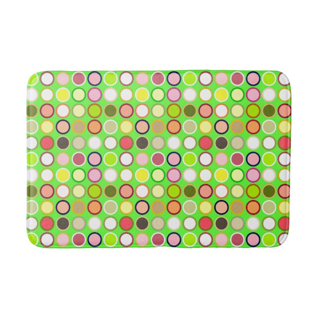 Mid-Century Modern Dots - lime with multi Bathroom Mat (Front)