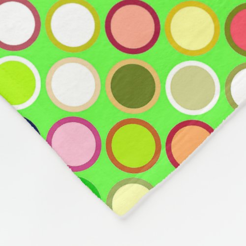 Mid_Century Modern Dots _ lime with multi Fleece Blanket