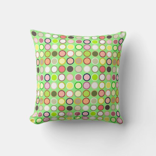 Mid_Century Modern Dots _ lime with multi Throw Pillow