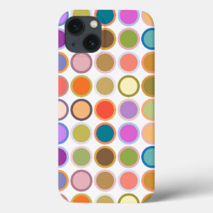 Mid-Century Modern Dots, Multi Colors on White iPhone 13 Case