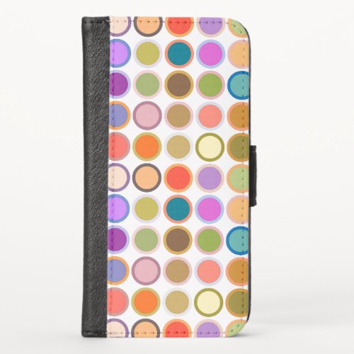 Mid_Century Modern Dots Multi Colors on White iPh iPhone X Wallet Case