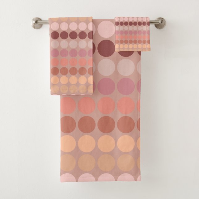Mid Century Modern Dots - Peach Bath Towel Set (Insitu)