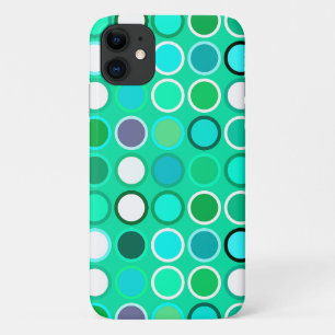 Mid-Century Modern Dots - shades of aqua iPhone 11 Case