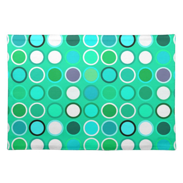 Mid-Century Modern Dots - shades of aqua Cloth Placemat (Front)