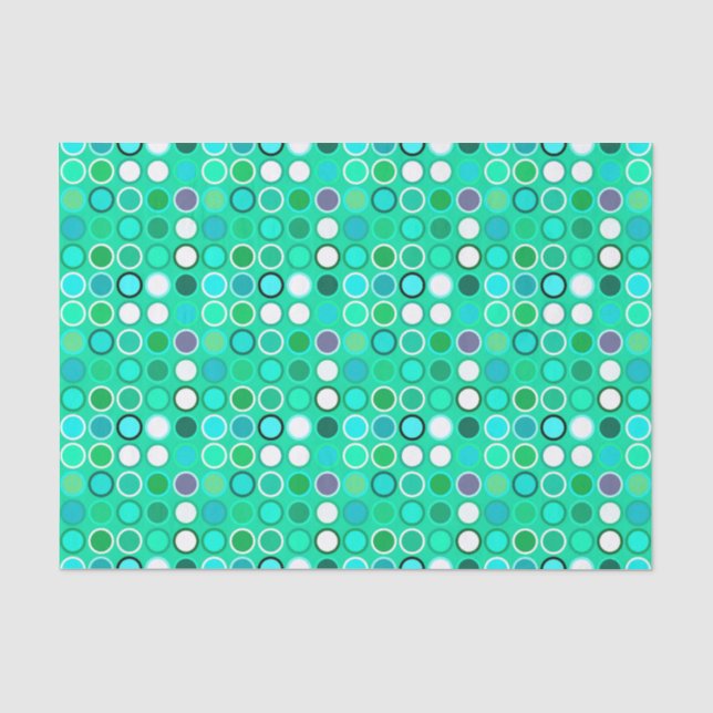 Mid-Century Modern Dots, Shades of Aqua, Turquoise Tissue Paper (Front)