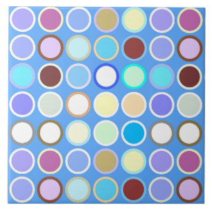 Mid-Century Modern Dots - sky blue & multi Ceramic Tile