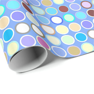 Mid-Century Modern Dots - sky blue & multi Wrapping Paper