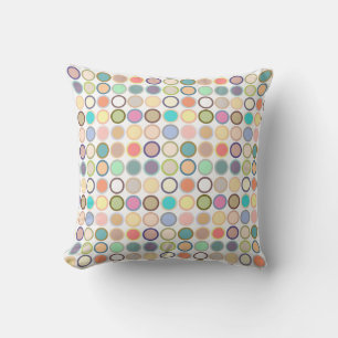 Mid-Century Modern Dots - white with pastels Throw Pillow