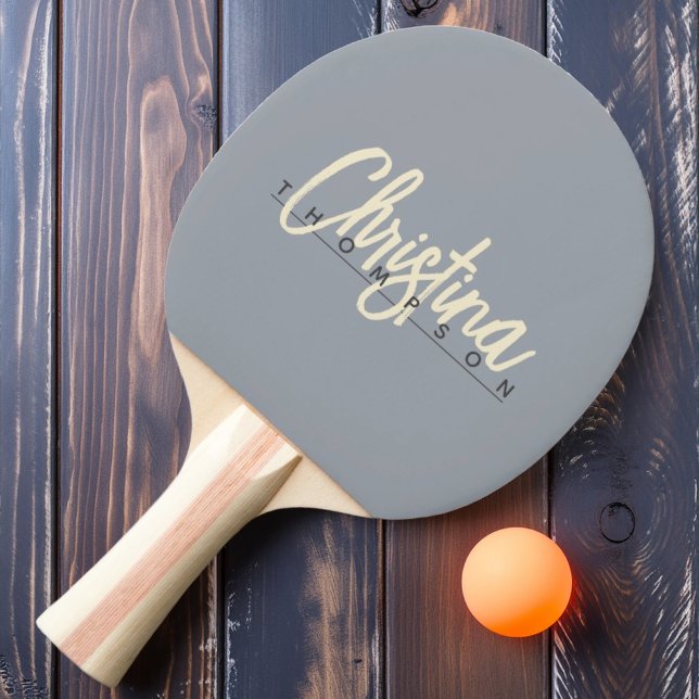 Mid-Century Modern Dove Gray Painted Name Ping Pong Paddle (Creator Uploaded)