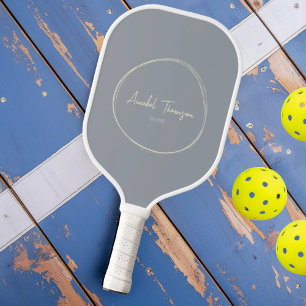 Mid-Century Modern Dove Gray   Script Name Pickleball Paddle