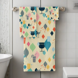 Mid Century Modern Drinks Bath Towel Set